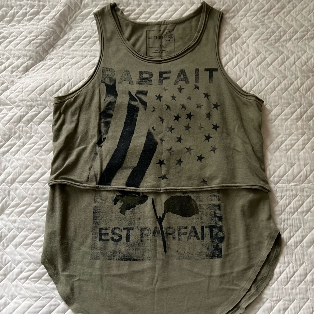 Free People tank top in size XS (im a small and fits perfectly) army green color